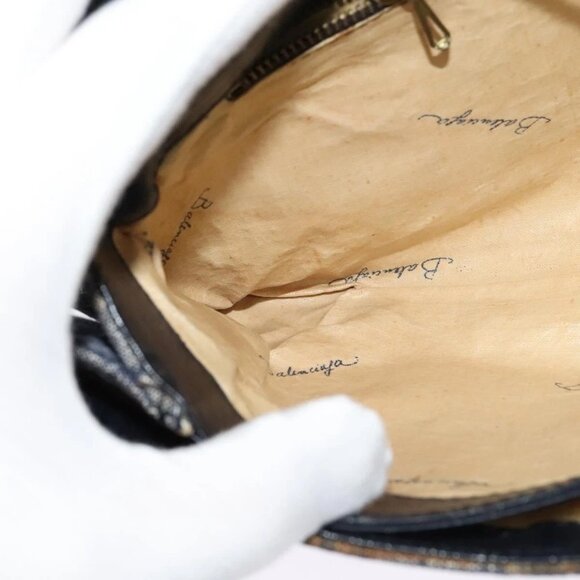 BALENCIAGA BB Shoulder Bag Canvas Navy Gold Auth bs25889 - Picture 12 of 16